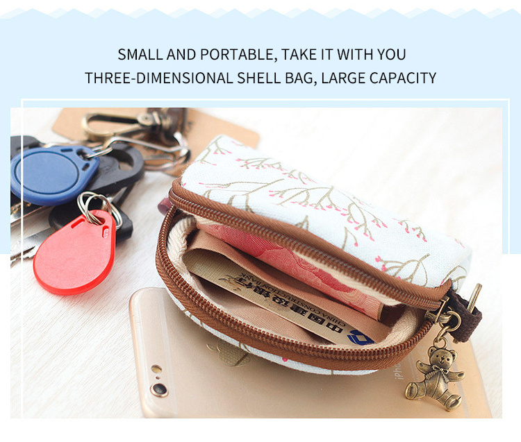 2023 Simple korean cute canvas women mini coin purses small short fabric coin purse for girls