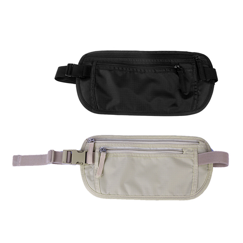 Unisex traveling nylon business passport fanny pack bum hip bag RFID waterproof money belt pack custom waist bag