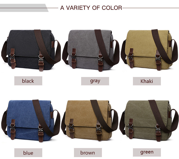 Eco-friendly Durable Small Blank Canvas Crossbody Shoulder Bag Work Messenger Bag For Men