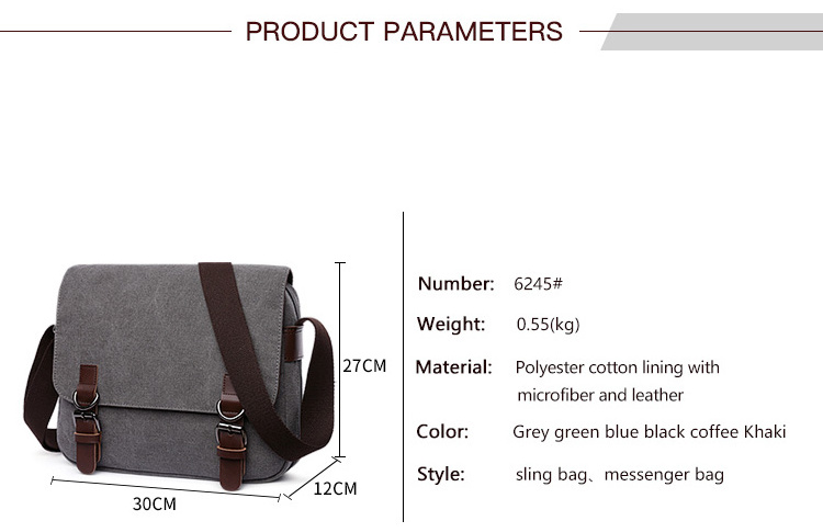 Eco-friendly Durable Small Blank Canvas Crossbody Shoulder Bag Work Messenger Bag For Men