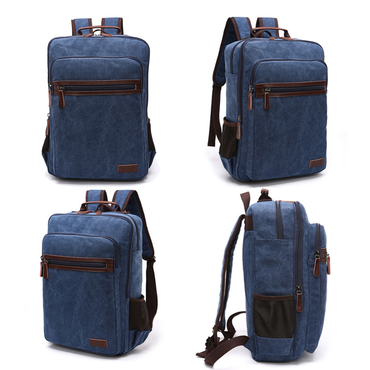 Portable vintage bagpack men school back bags retro fashion cheap student rucksack blank canvas backpack for women