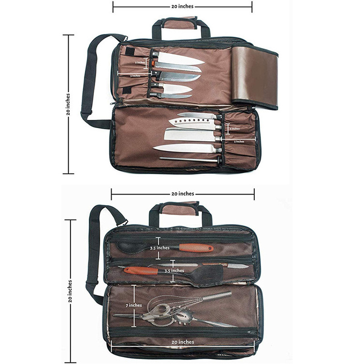 Custom Oxford Large Capacity Three Layer Kitchen Tool Kit Bag Chef Kitchen Knife Set Storage Organizing Bag