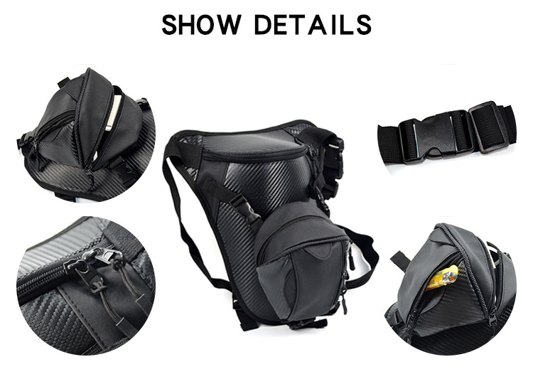 Black men motorcycle leg waist hip fanny pack outdoor waterproof shoulder cycle racing hiking tactical thigh bag