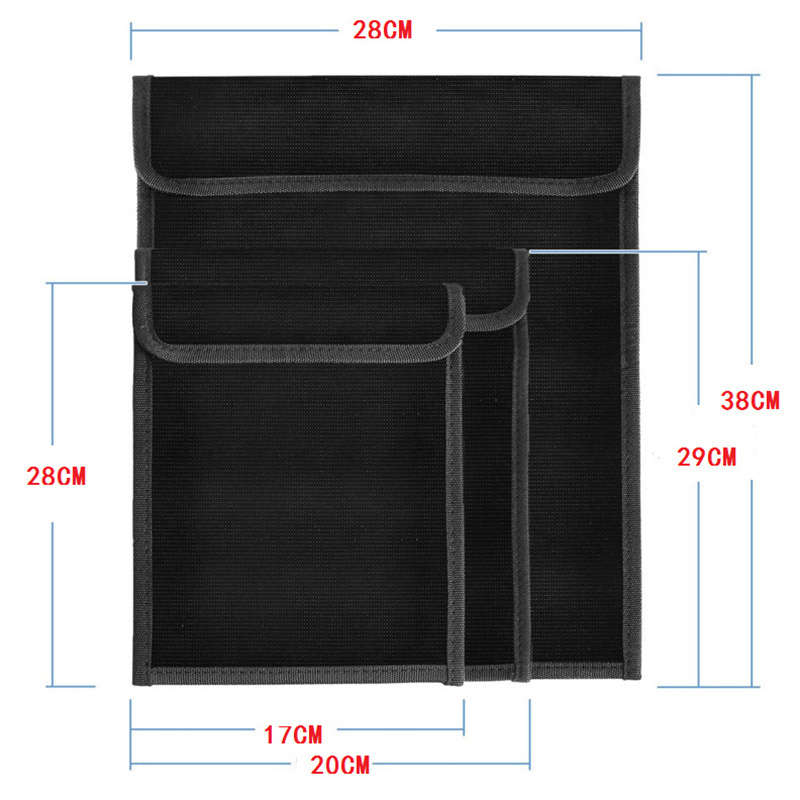 Zipper Document Holder Briefcase File Storage Organizer Pouch Fireproof Waterproof Money Document Bag