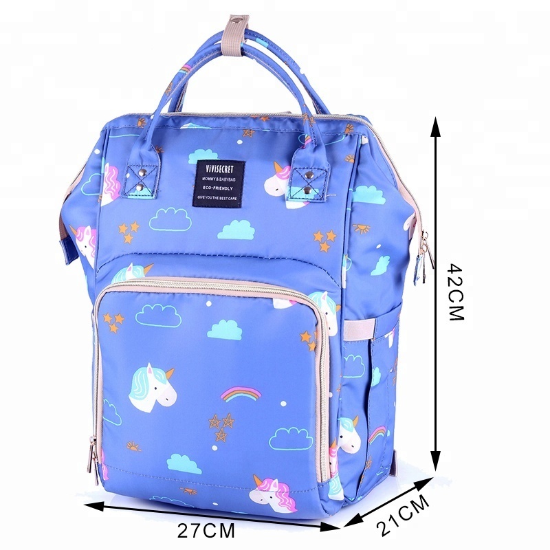 Customized recycled black polyester mummy bags baby women diaper young mother backpack diaper changing bag