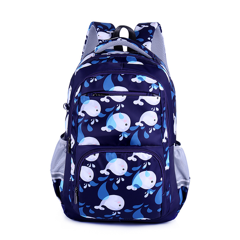 Custom design cheap women backpack print bookbag polyester school bag dolphin back pack for kids