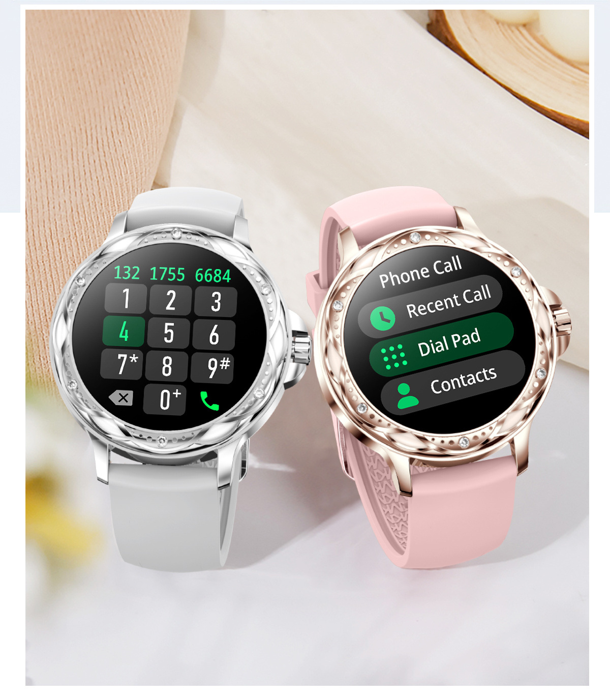 Watches Women VCF12 New Circle Full Touch Smart Watch For Girls 1.2'' Wireless Call Female Menstrual Cycle 100+ Sports Watches