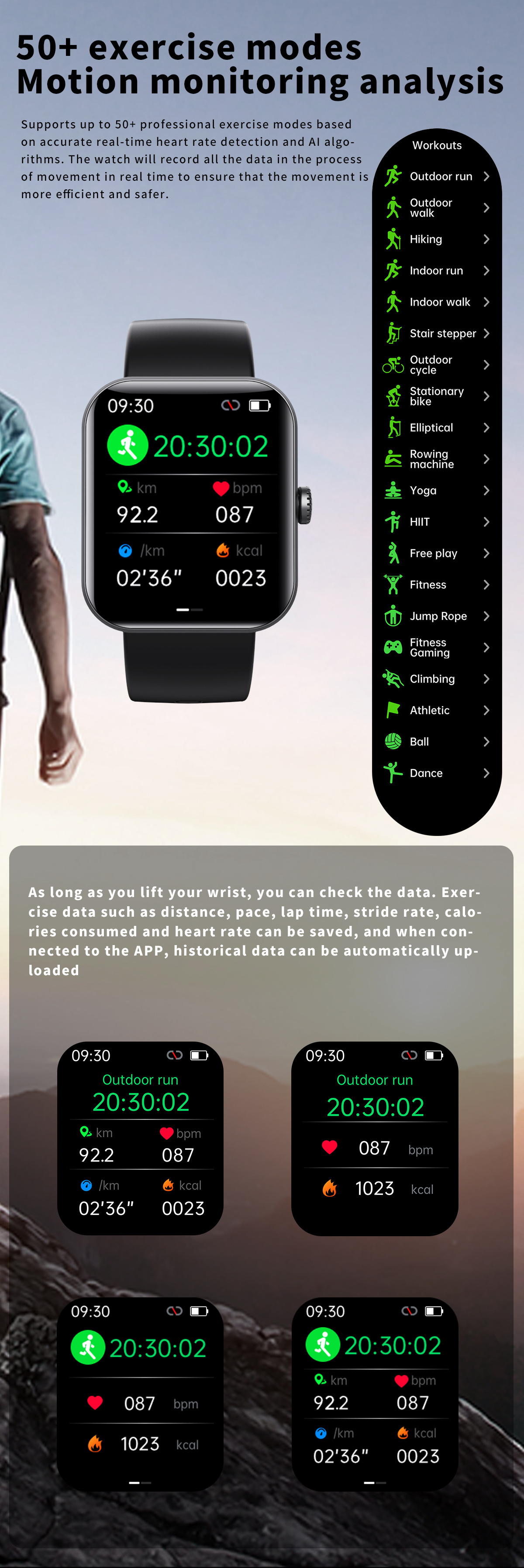 Blood Glucose Sugar Smart Watch 1.91 Inch Large Screen Temperature Fitness Health Wrist Bracelet Heart Rate Sleep Monitor Watch