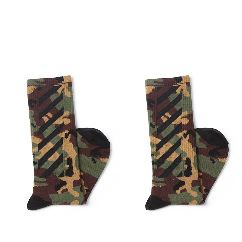 Korean skateboard socks wholesale camouflage stripes men women' socks long sports cotton socks