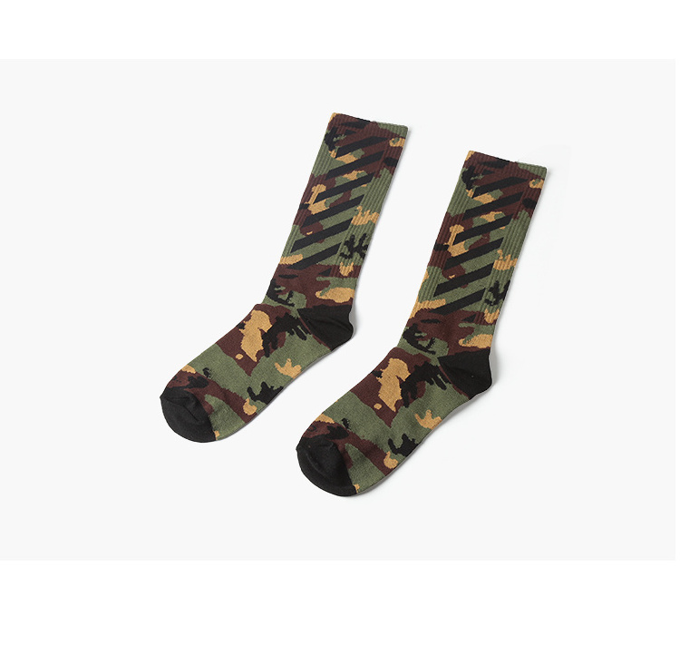 Korean skateboard socks wholesale camouflage stripes men women' socks long sports cotton socks