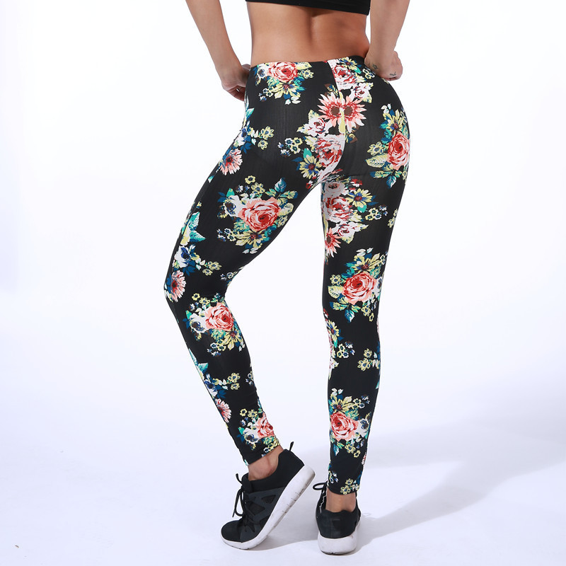 2017 High Quality Women Leggings Soft Flower Printed Leggings Wholesale