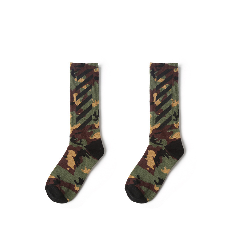 Korean skateboard socks wholesale camouflage stripes men women' socks long sports cotton socks