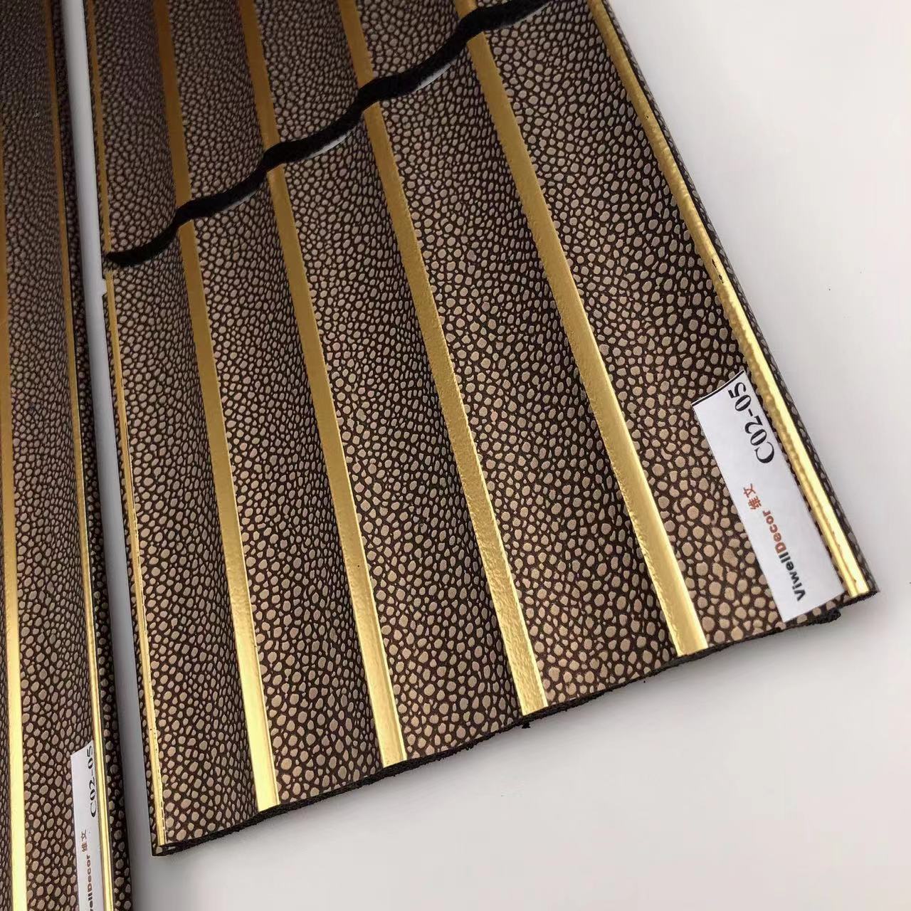 PS wall louver panel gold line yellow brown spot color waterproof Building materials plastic wps wall panel