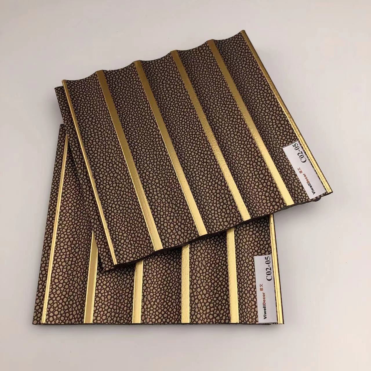 PS wall louver panel gold line yellow brown spot color waterproof Building materials plastic wps wall panel