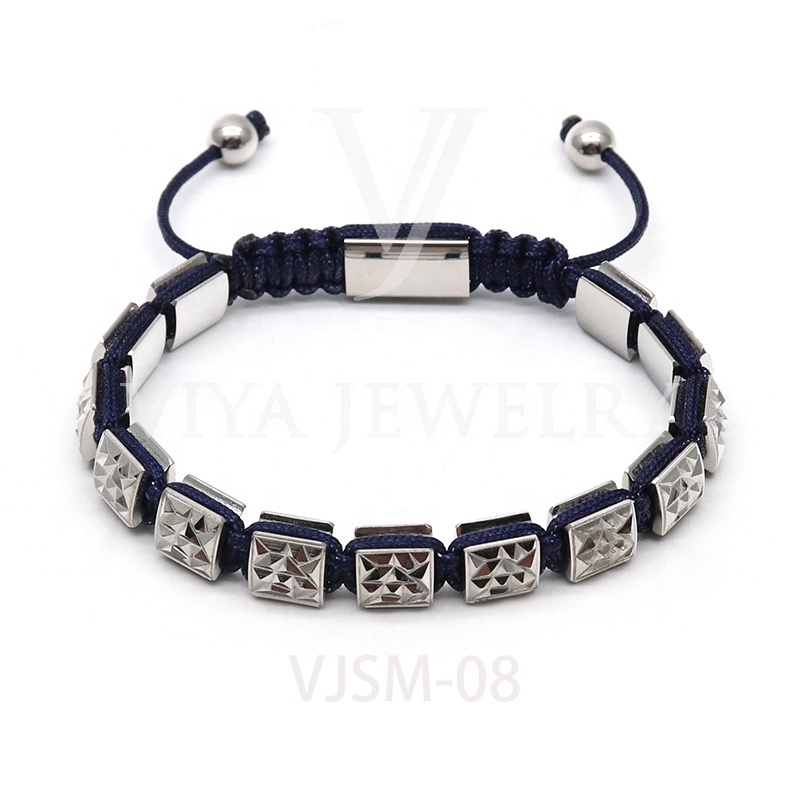 Wholesale fashion stainless steel beads chains best plating square beads bracelets jewelry