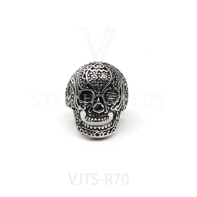 2021 Men Pirate Skull Titanium Steel Ring Skull Men Rings Fashion Pipe Skull Titanium Steel Ring