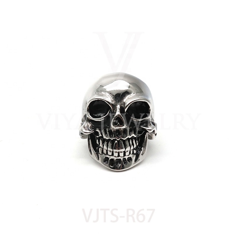 2021 Men Pirate Skull Titanium Steel Ring Skull Men Rings Fashion Pipe Skull Titanium Steel Ring