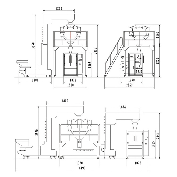 Fully automatic multihead weigher back seal packing machine multi-function crackers chip vertical ffs packaging machine