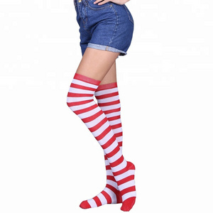 Fashion Women Teen Girls Polyester Over Knee Colorful Stripe Sexy Stocking