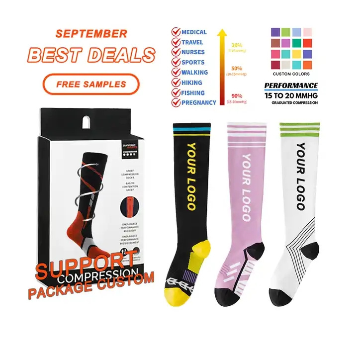 wholesale 2030mmhg funny medical medias de compression knee high custom brand compression socks