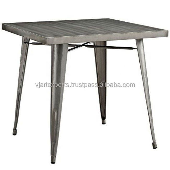 Urban Style Baroque Furniture For Wholesales Industrial Grey Black Iron Metal Simple Design Square Coffee Dining Table