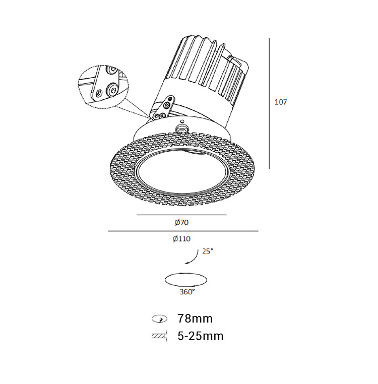 Hot Sale 15W Voleos Adjustable Trimless FRD ceiling light LED Fire Rated IP54 Deep Recessed LED Downlight LED downlight