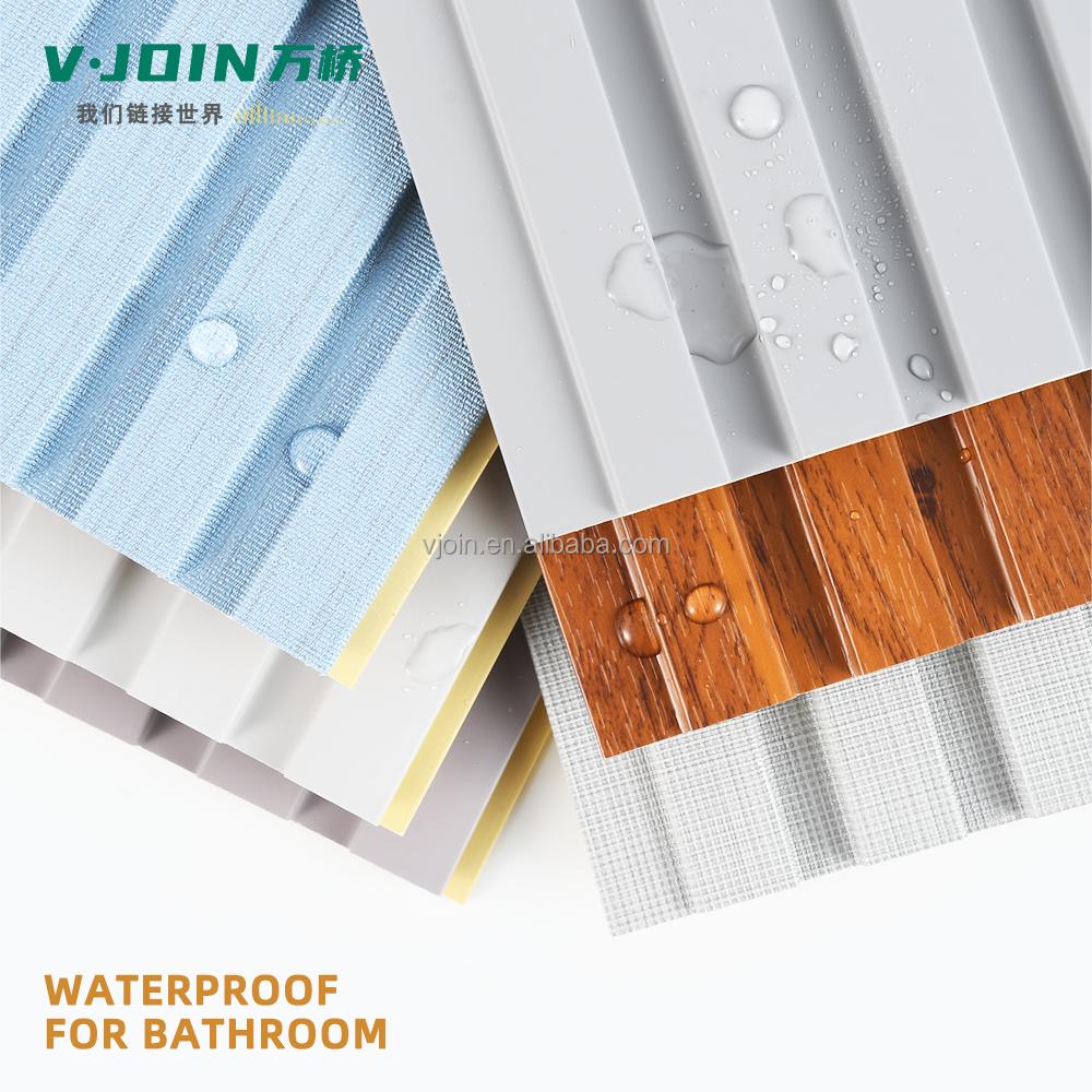 2024 new waterproof indoor decoration 3D wood fluted composite wpc wall panel for shower bathroom