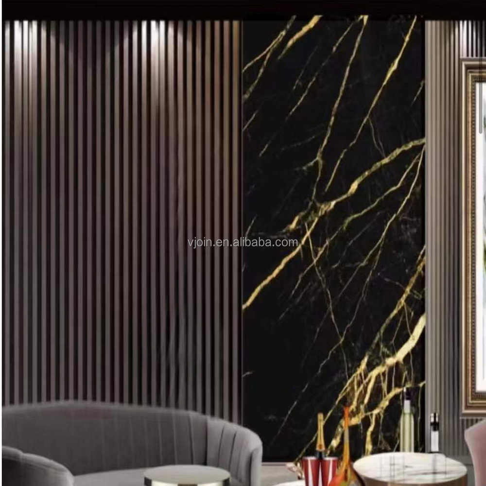 Made in China High Quality PET Gloss Stone Marble Bamboo Charcoal Wood Veneer Wall Panel for interior Decoration