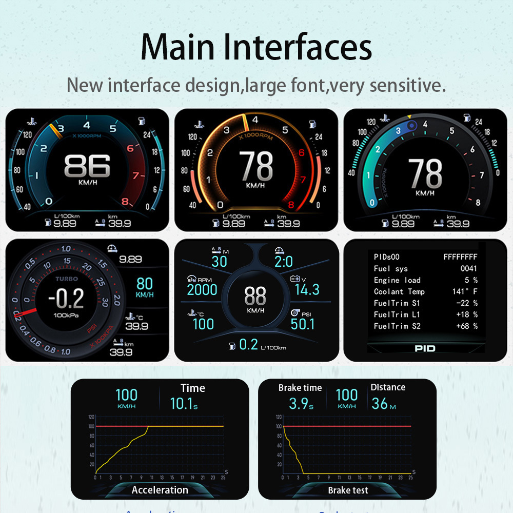 Car Universal Hud Head Up Display Obd Car Gauges S450 OBD2 Fuel Pressure HUD for Cars