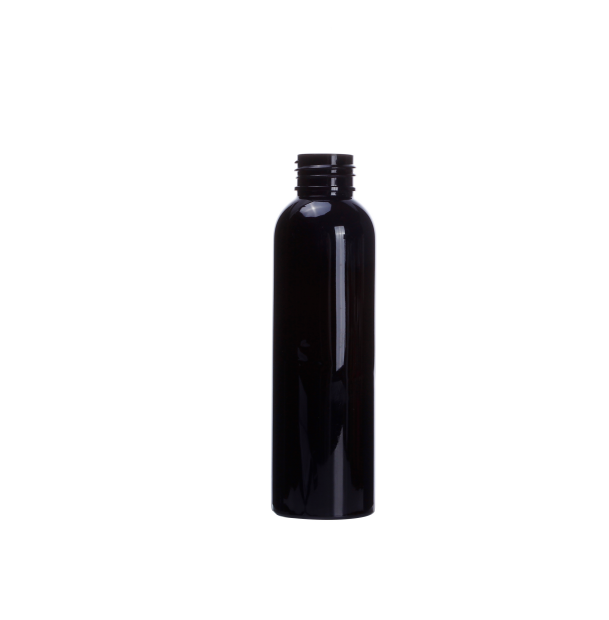 BPA-Free PET Plastic black Cosmo Round Bottles  8 oz 4oz 12 oz with Black Press Down Disc lids for body oil lotion cream