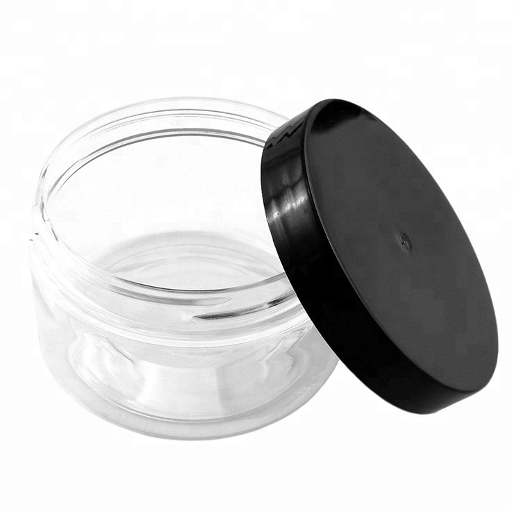 Hot sale empty round small plastic cosmetic lip balm jar with lid 100ml for lip scrub container