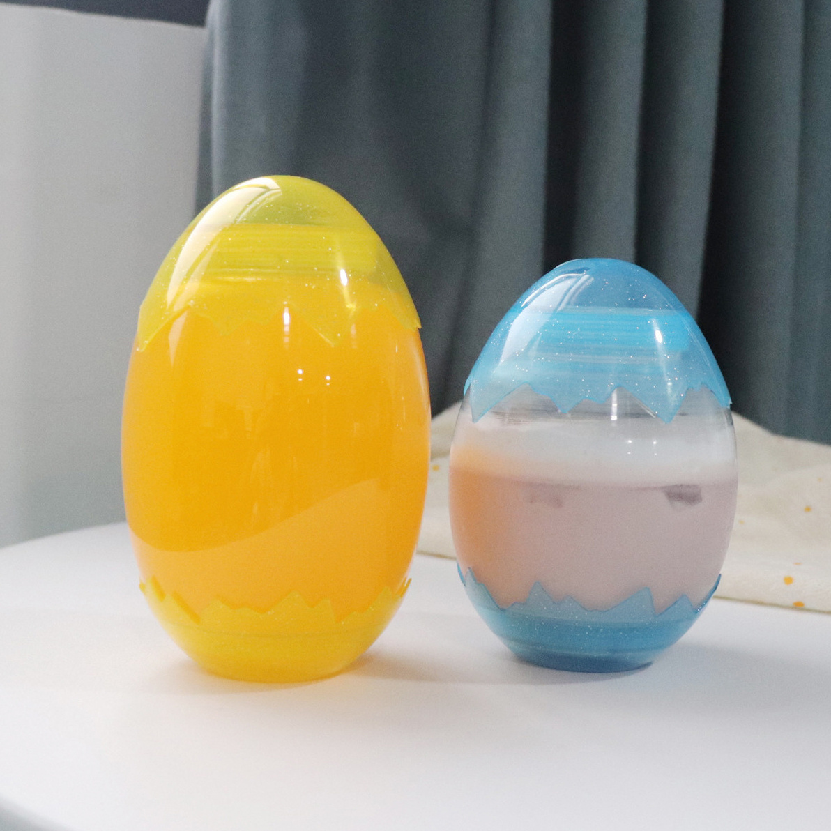 New Style 500ml 16 oz Egg shell shaped Boba Tea Jar Soft Drink Beverage Plastic Juice And Water Bottle with Cap