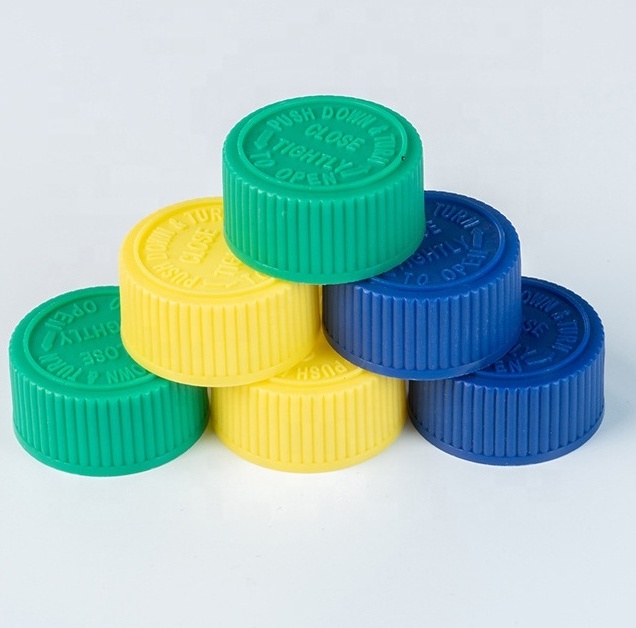 20mm 24mm 28mm 33mm 38mm 45-400 53/400 89mm Child Resistant Cap CR Screw Cap Child Resistant PP Closures With F217 PE Foam Liner