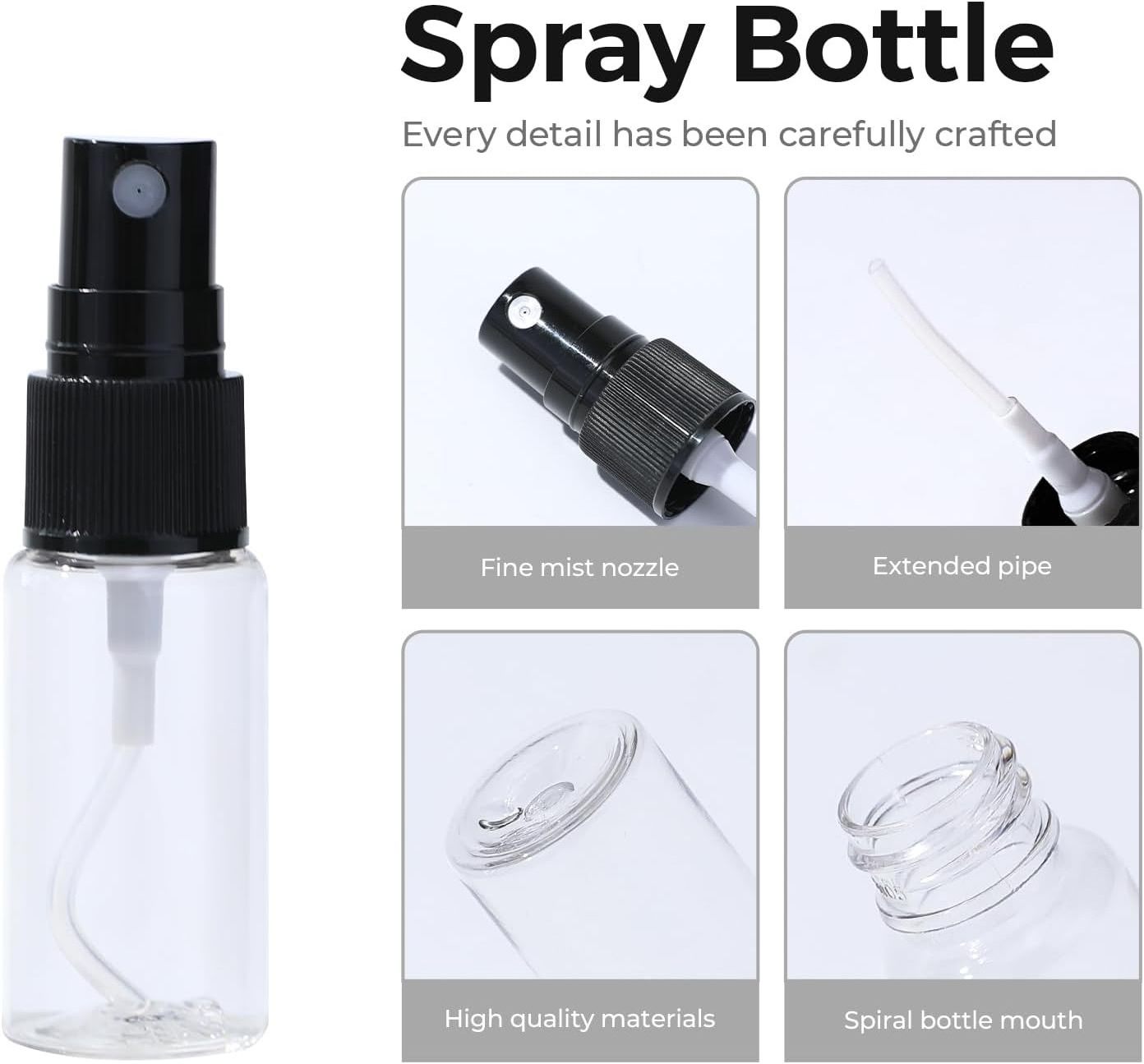 plastic Spray Bottle 30ml 50ml Small Spray Fine Mist Clear Plastic Empty Spray Bottle Mini Travel Bottle Set for Hair Face care