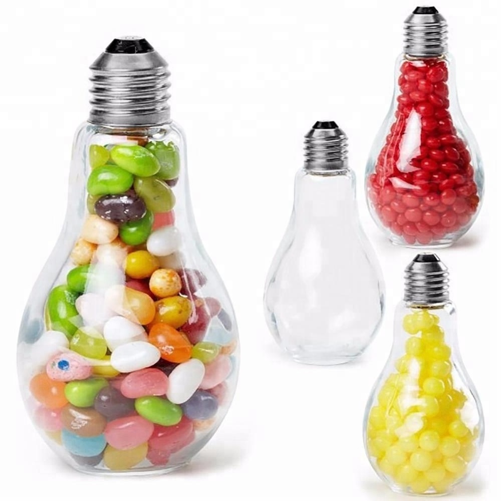 Candy Filling Container Plastic Light Bulb Shaped Jars with wide mouth 16 oz 500cc