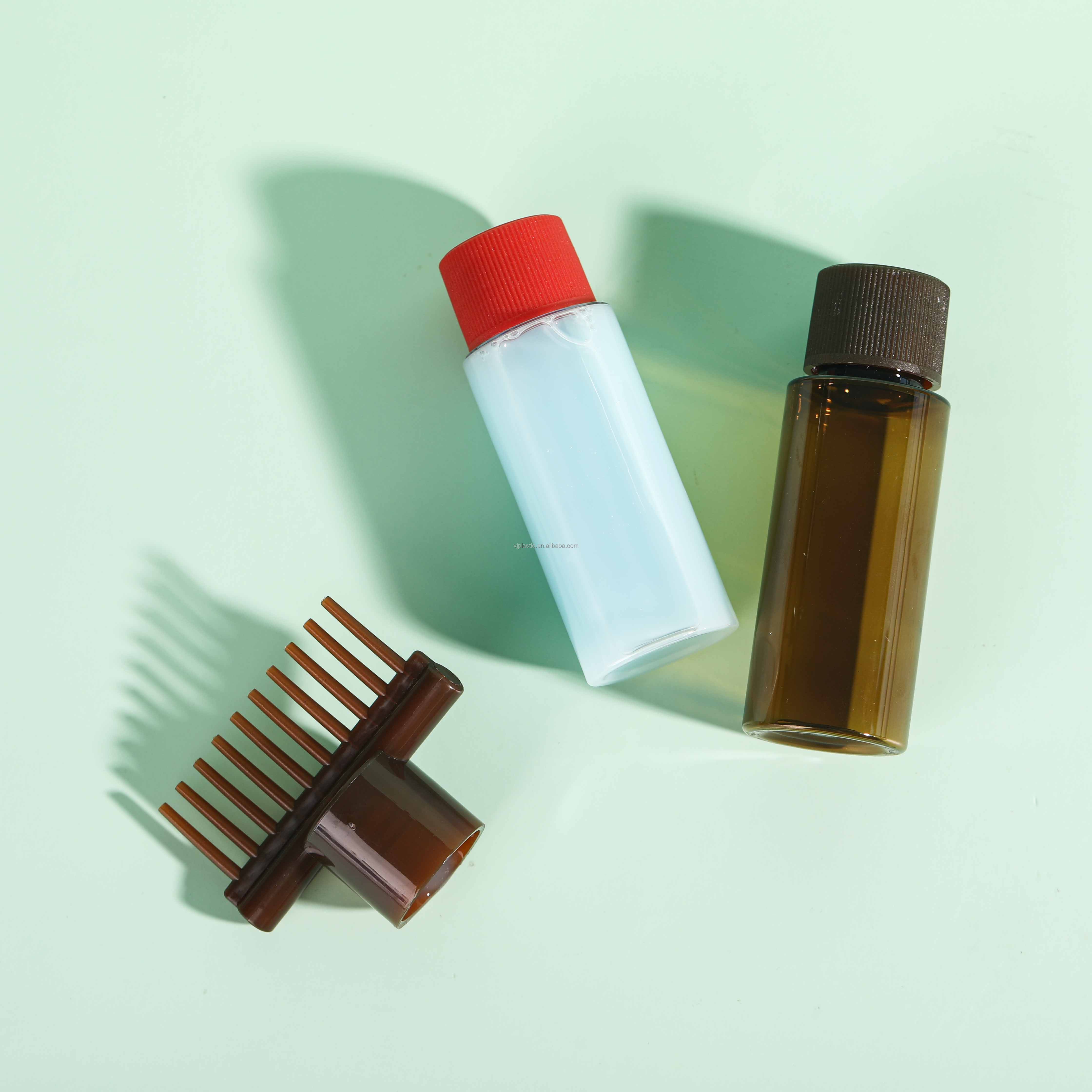 hair oil bottle with comb cap applicator eco friendly plastic salon hair oil bottle packaging 150ml 50 ml hair oil bottle