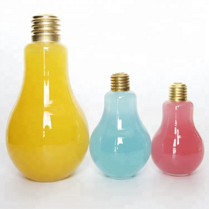 500ml 16 oz Plastic bottle for Bubble Tea drinking cups in lightbulb shape with LED flashing light milk tea cups