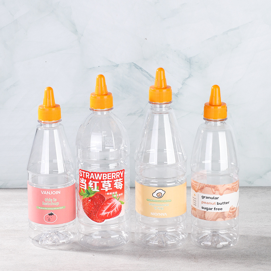 150ml 250ml 300ml 400ml 700ml Squeeze Plastic Salad Dressing Clear PET Sauce Bottle For Ketchup Sauce