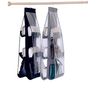 6 pocket Double-sided Space Saving Organizers non-woven fabric Hanging Handbag Purse Wardrobe Closet Storage Holder Shoulder Bag