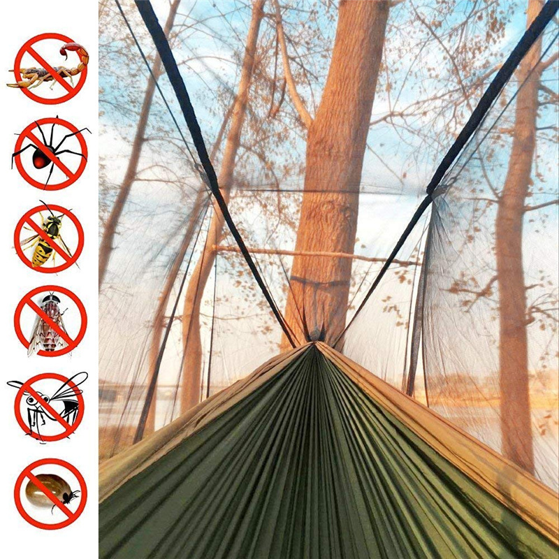 Factory sales new outdoor mosquito net hammock camping with mosquito net ultra-light nylon double army green camping aerial tent