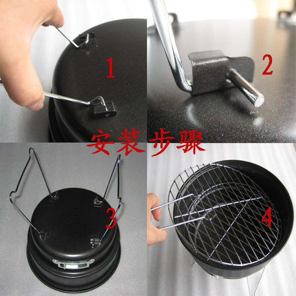 Portable BBQ Grill household peripheral oven tea cooking stainless steel grill Folding BBQ Rotisserie oven Round ice pack oven