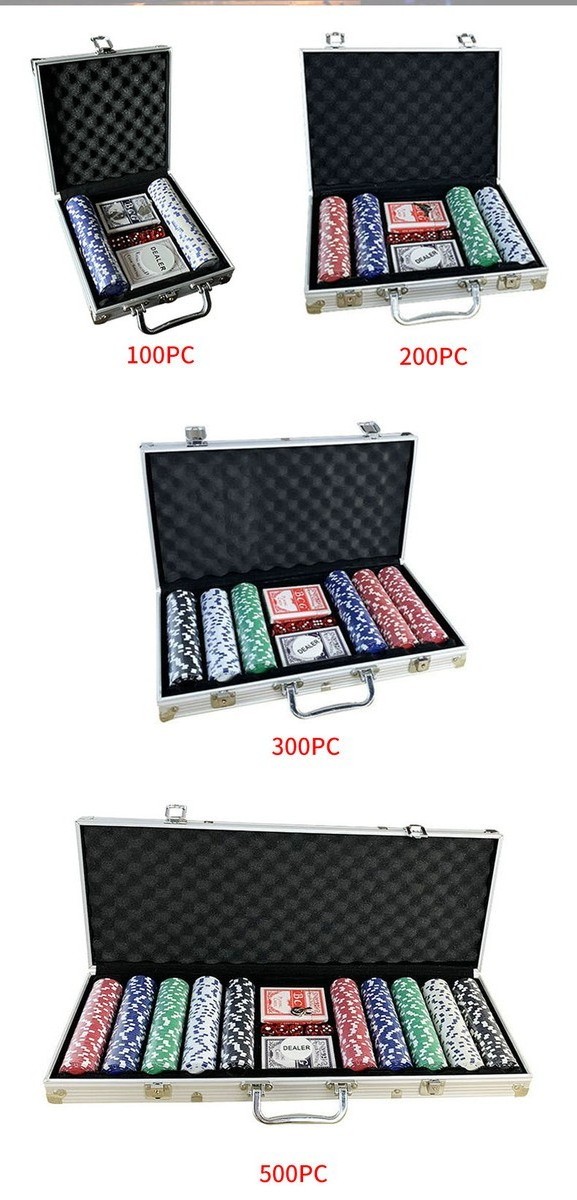 Poker Chip Set Beginners 100-500pcs Casino Poker Chip Aluminum Case Dice Chip with Iron Insert Texas Hold 'em Blackjack Gambling