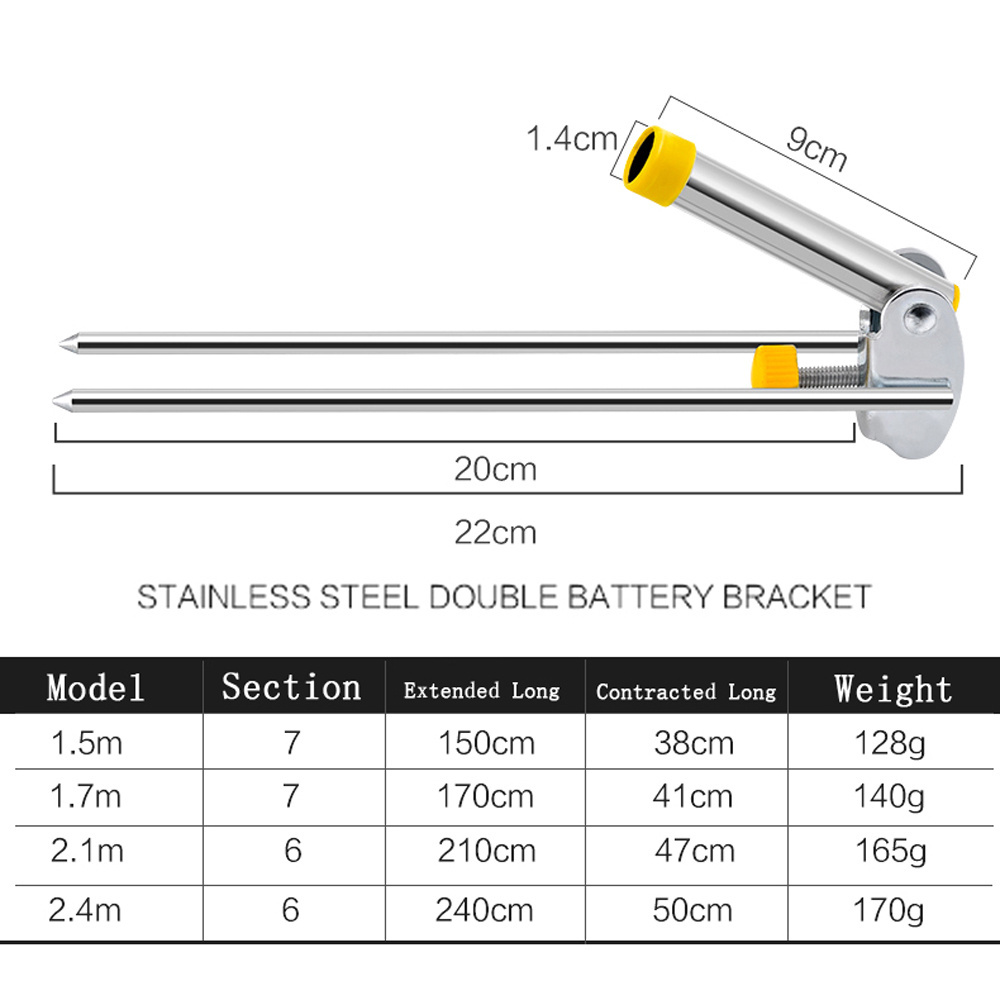 Factory Ground Fishing Rod Stand Bracket Adjustable Chair Box Fish Rods Holder 1.5-2.4M Foldable Fishing Tool Hand Rod Brackets