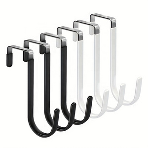 Door Hooks White Black Heavy Duty Organizer Prevent Scratches Hang Clothes Towels Hats Coats Bags Bedroom Bathroom Living Room