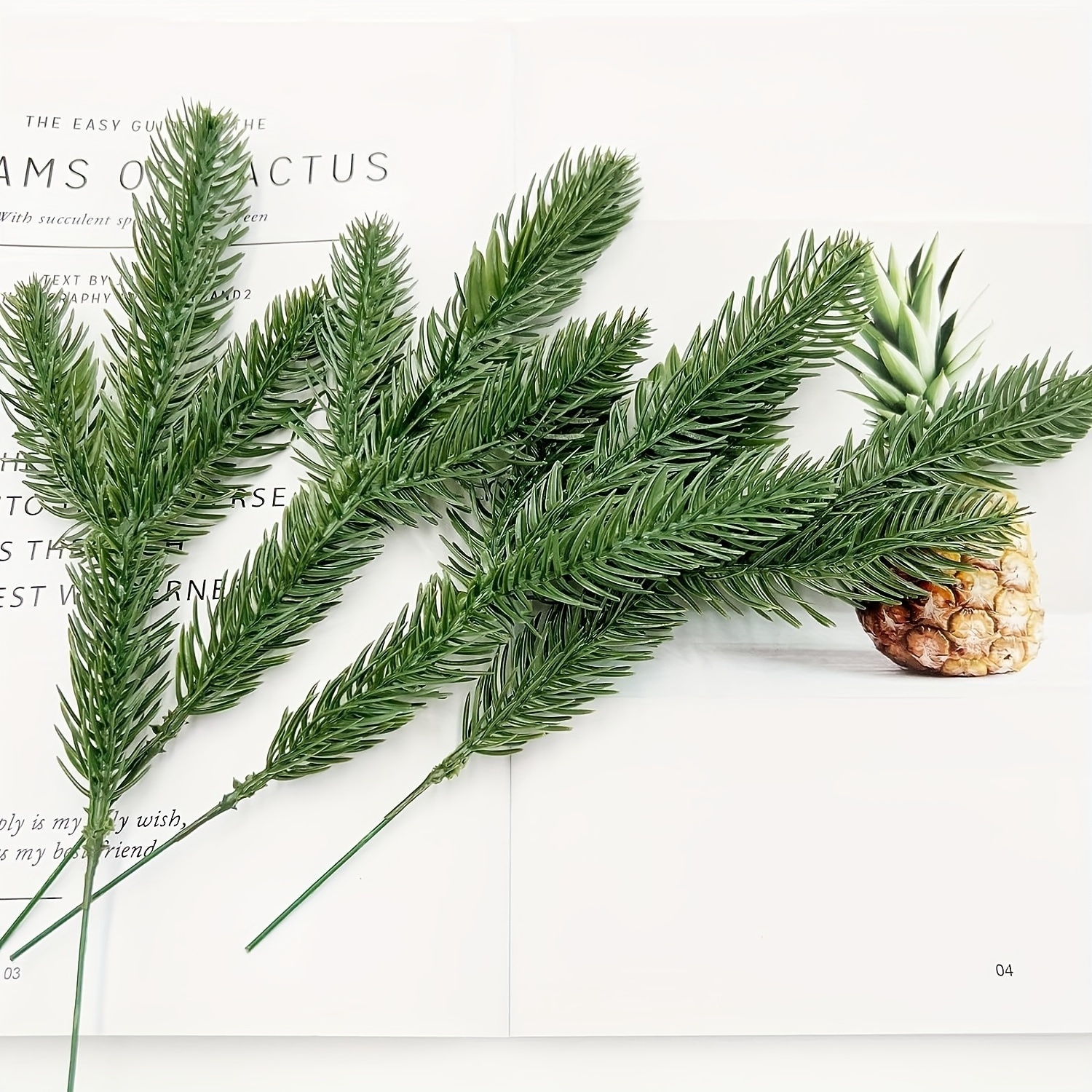 Christmas Pine Needles Artificial Pine Branches Green Leaves Needle Garlands Pine Twigs Faux Cedar Branches Greenery Accessories