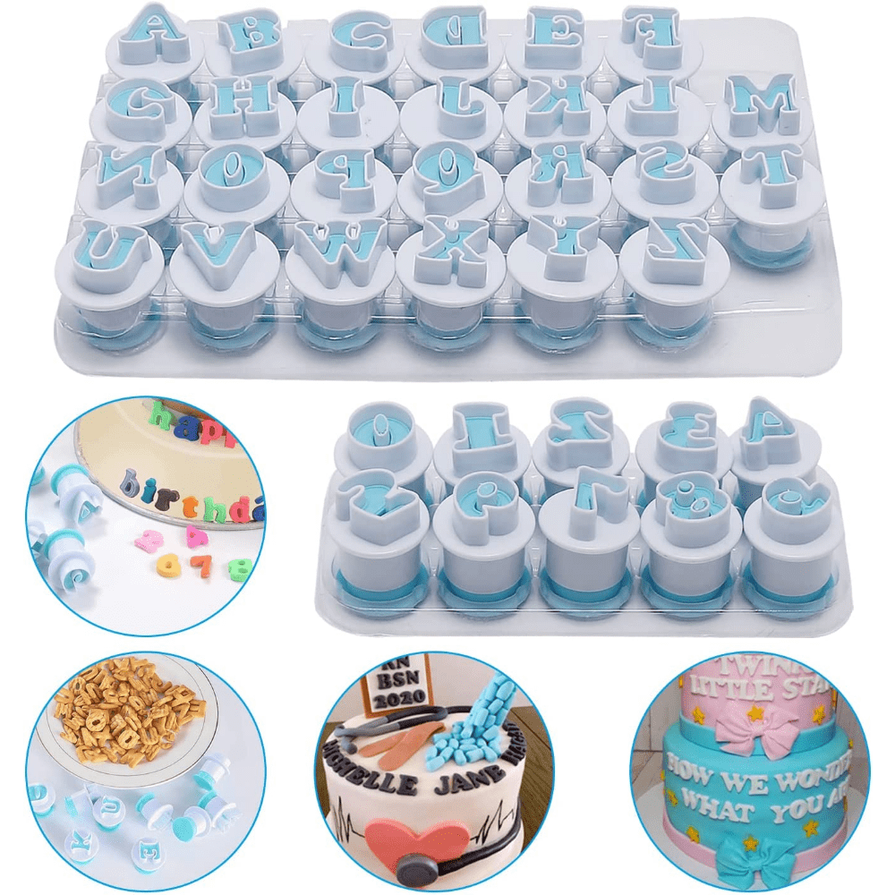 26pcs Uppercase Lowercase Alphabet Cookies Plunger Cutter Mold Fondant Cake Printing Press Die Cutting Baking Tool foods bakery