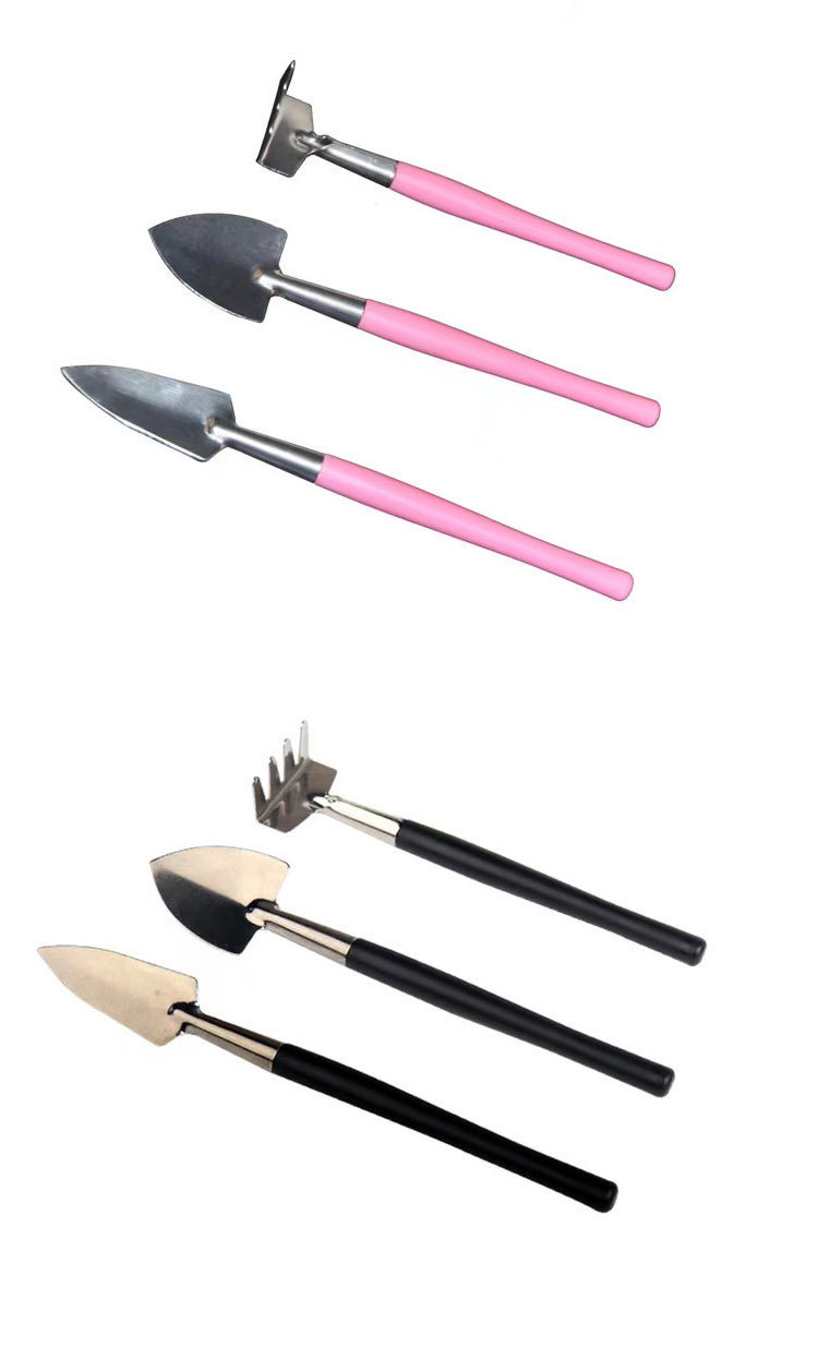 mini Stainless steel gardening 3 piece succulent pot plant garden shovel Scratch Set Hand Rake Spade Weed Removal Digging tools