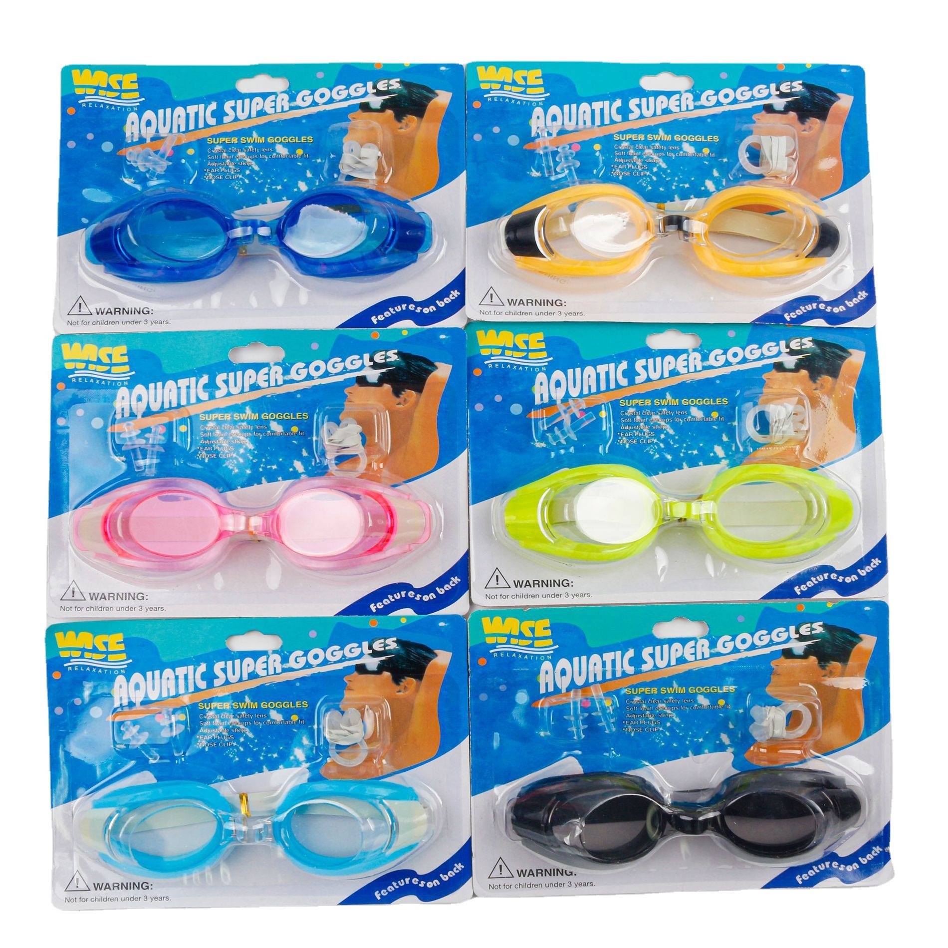 Adults kids Adjustable Swimming Diving Glasses With Nose Clip Ear Plugs Waterproof Anti Fog No Leaking Swimming Eyewear Goggles