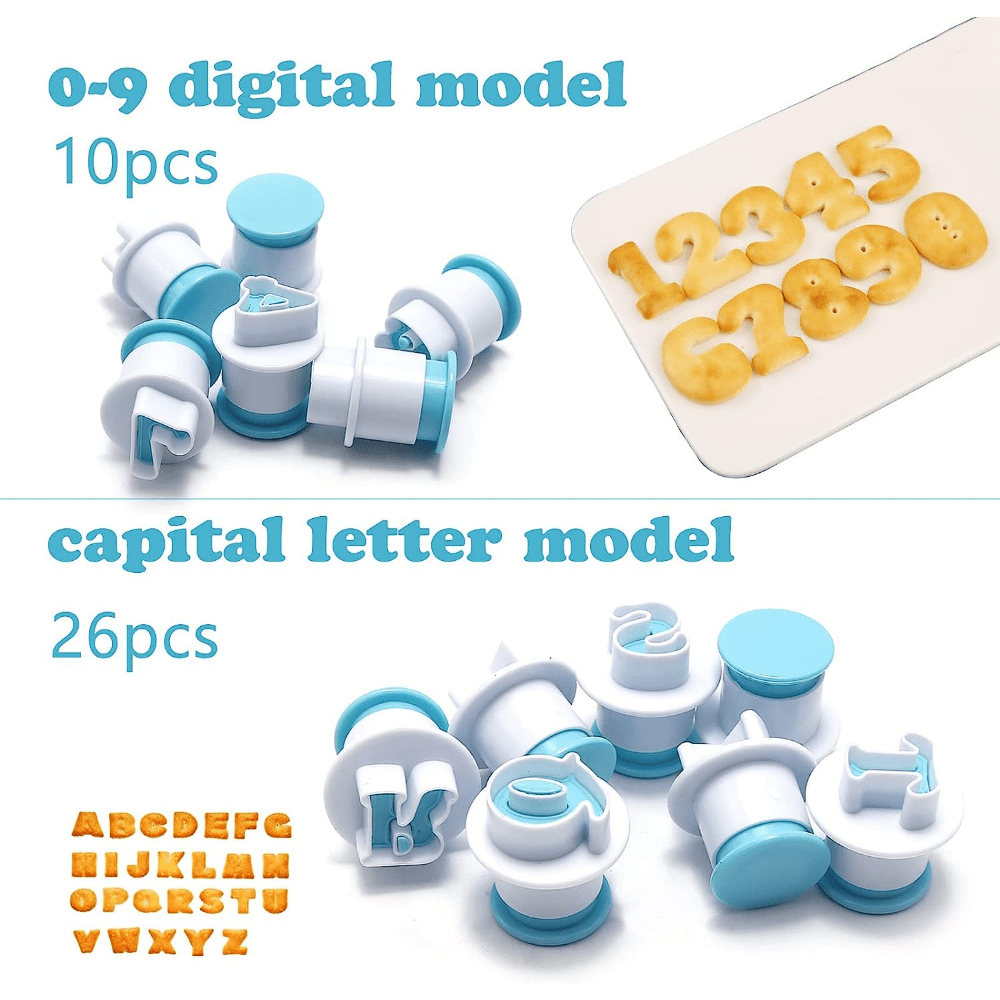 26pcs Uppercase Lowercase Alphabet Cookies Plunger Cutter Mold Fondant Cake Printing Press Die Cutting Baking Tool foods bakery