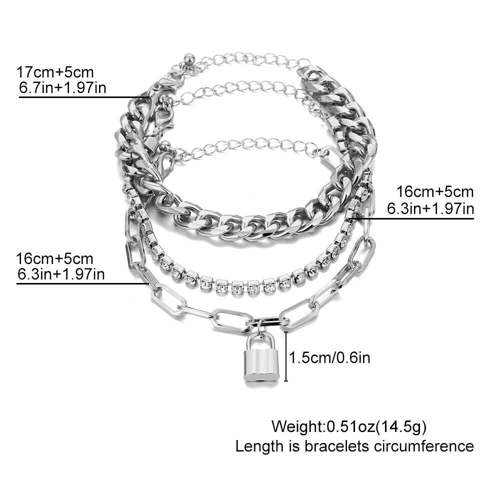 Custom New Trendy High Quality Silver Plated Geometric Bracelet Set Shape Lock Bracelet Butterfly Chain Link Bracelet For Women